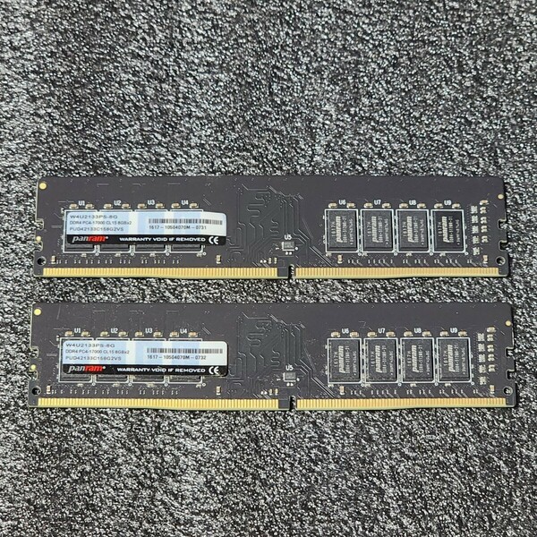 PANRAM DDR4-2133MHz 16GB (8GB×2枚キット) PUD42133C158G2VS 動作確認済み デスクトップ用 PCメモリ 