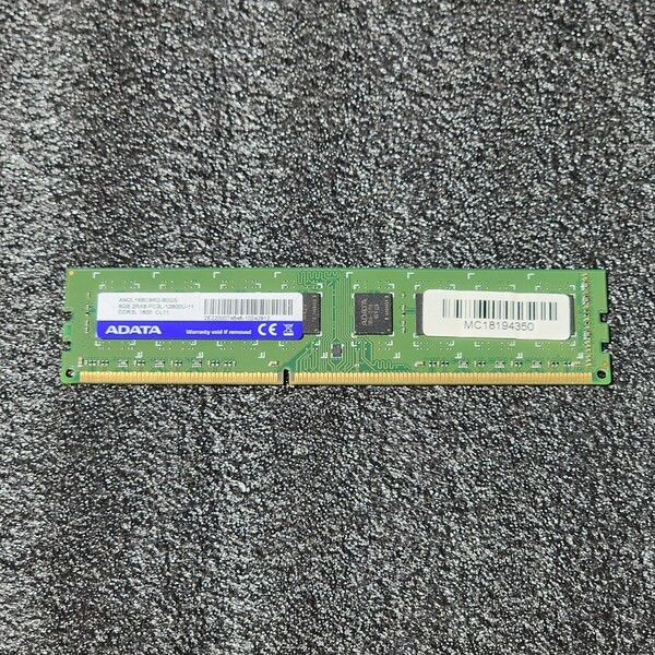 ADATA DDR3L-1600MHz 8GB (8GB×1枚キット) AM2L16BC8R2-B0QS 動作確認済み デスクトップ用 PCメモリ 