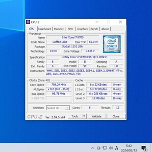 CPU Intel Core i7 8700 3.2GHz 6コア12スレッド CoffeeLake PCパーツ インテル 動作確認済みの画像3