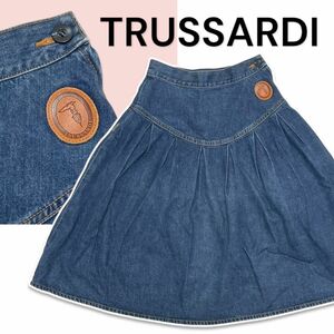 TRUSSARDI トラサルディ デニム フレアスカート ワッペン ヴィンテージ 38　　　