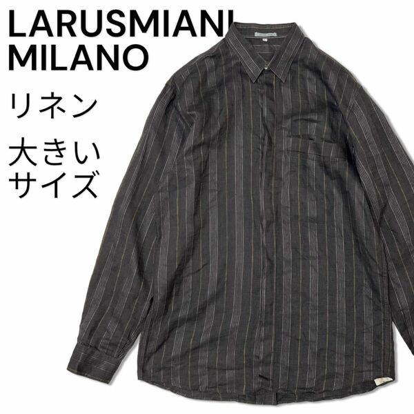 LARUSMIAN MILANO ラルスミアーニ シャツ ストライプ リネン