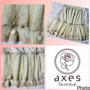 アクシーズファム★美品★裾、立体薔薇たっぷり★ペチスカートaxes femme 