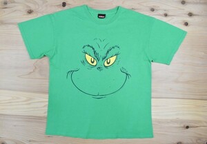 00'sUSA古着 Dr.Seuss ドクタースース グリンチ Tシャツ sizeL相当 緑 オフィシャル 顔 アップ キャラクター 絵本 アメリカ アメカジ