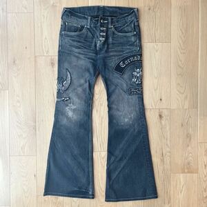 Tornado Mart Flared Denim Pants archive トルネードマート ifsixwasnine bell bottom 00s y2k デニム ブーツカット フレア ワッペン刺繍