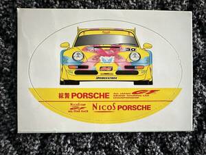 PORSCHE 綜警ポルシェ GT NICOS カップ ALL JAPAN GRANED TOURING CAR CHAMPIONSHIP ステッカー ビンテージ 非売品 当時物 新品未使用品