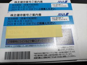 ANA全日空　株主優待券　2枚　2024年5月31日期限　番号通知のみ