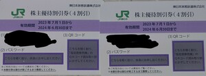 JR East Japan stockholder complimentary ticket 2 sheets 