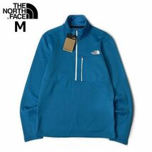 売切り【正規新品】THE NORTH FACE◆TAGEN 1/4 ZIP FLEECE フリース US限定 裏起毛 ハーフドームロゴ 男女兼用(M)青 水色 180915-25_画像3