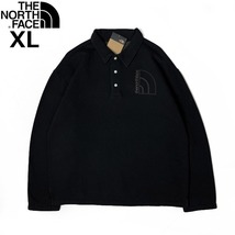 売切り【正規新品】THE NORTH FACE◆W GARMENT DYE FLEECE RUGBY ラガーシャツ ガーメントダイ US限定 裏起毛 男女兼用(XL)黒 181130-10_画像3