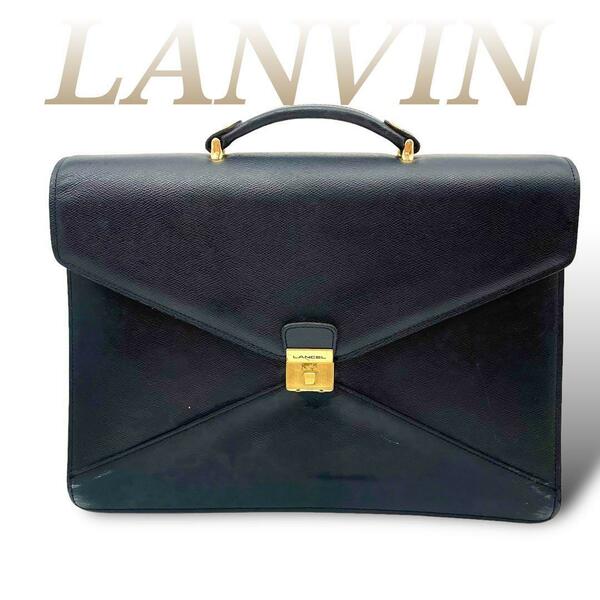 LANVIN ビジネスバッグ ブラック レザー ハンドバッグ 60513