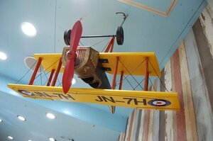 free shipping limitation fixed amount outlet tin plate. airplane England fighter (aircraft) JN-7H. leaf L size big size store equipment ornament shop interior ornament 