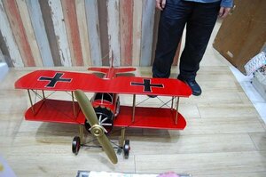  auction outlet tin plate airplane red ba long fo car Dr.I 2 sheets wing big size shop interior ornament store equipment ornament 