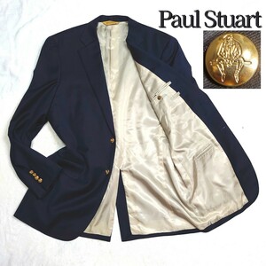 超希少 ポール・スチュアート Paul Stuart 刻印入り金ボタン PURE NEW WOOLWOOLMARK 三陽商会 日本製 シングル テーラードジャケット 黒