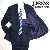 Jpress ジェープレス PRESSCLUSIVE SOUTHERN PEAKS サザンピークス シングルスーツ セットアップ ブルライン グレンチェック 濃紺 AB6_画像1