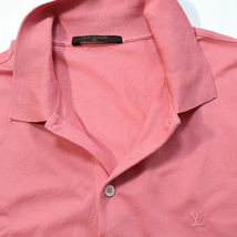 LOUIS VUITTON■美品 LVロゴ入り半袖ポロシャツ ピンク系 コットン100％ メンズ サイズXL ルイヴィトン_画像2