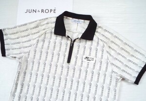 ★美品★JUN&ROPE' ジュン＆ロペ / JR総柄 ハーフジップ ポロシャツ / サイズＭ