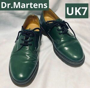 【タイランド製】ドクターマーチングリーン 3ホールUK7 Thailand製緑 革靴 プレーントゥ