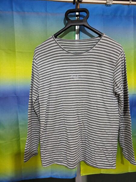 ボーダー柄 Tシャツ カットソー 長袖 MILANO刺繍ロゴ入り