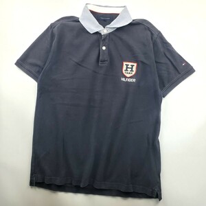 ＊b 【定番人気のアイテム】 トミーヒルフィガー TOMMY HILFIGER ポロシャツ 半袖 Lサイズ 紳士服 メンズ トップス 紺 ネイビー