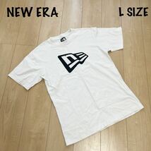 NEW ERA ニューエラ　ホワイト　白　Tシャツ メンズ　Lサイズ　LARGE ロゴ　半袖Tシャツ 丸首_画像1