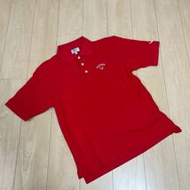 美品　Callaway GOLF キャロウェイゴルフ　半袖ポロシャツ メンズ　Lサイズ　レッド　赤　ゴルフウェア　刺繍ロゴ_画像3