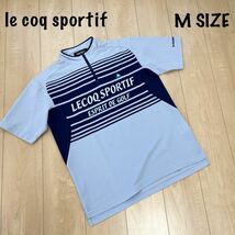 le coq sportif GOLF COLLECTION メンズ　M ゴルフ　半袖　ポロシャツ　ルコックスポルティフ　ゴルフウェア　ロゴ ハーフジップ　ブルー_画像1