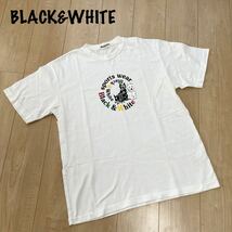 美品　BLACK&WHITE ブラックアンドホワイト　半袖　Tシャツ フリーサイズ　ホワイト　白　丸首　プリントTシャツ　_画像1