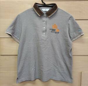 Munsingwear　マンシングウェア　ゴルフウェア半袖ポロシャツ　グレー・ブラウン　LLサイズ　レディース　01
