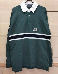 Papas Papas polo-shirt with long sleeves green * white * black L size men's 01