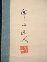 【模写】【渡鹿庵】[甲斐虎山] 9305 掛軸 日本画 花の図 合箱 紙本 花鳥図 大分 師帆足杏雨 在銘_画像6