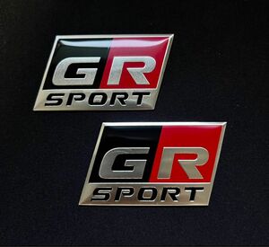 GR アルミニウム製 メッキシルバー エンブレム ２枚 TOYOTA SPORT