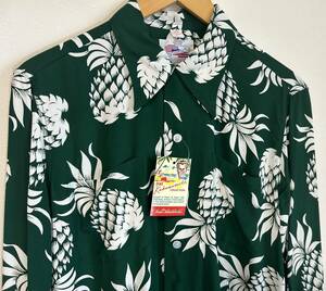 ほぼ未使用 長袖 2020年 サンサーフ SUN SURF DK26793 ハワイアンシャツ HAWAIIAN SHIRT デューク・カハナモク DUKE'S PINEAPPLE グリーン