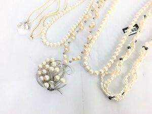 1円 美品 アクセサリー デザイン 真珠 パール フェイクあり SV金具 ブローチ ネックレス おまとめ大量セット EV355