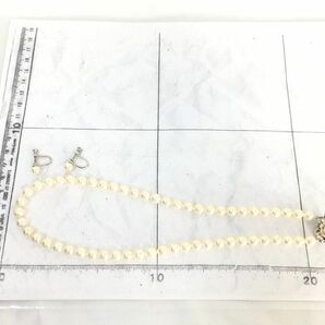 1円 美品 真珠 パール SV アクセサリー デザイン イヤリング ネックレス セット EV458の画像8