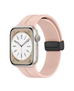 アップルウォッチ バンド シリコン マグネット 49mm 45mm 44mm 42mm Apple Watch バンド スポーツ 磁気 Apple Watch ベルト ピンク