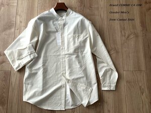 新品 COMME CA ISM コムサイズム ウォッシャブル ウールライク 羽織 バンドカラーシャツ 01ホワイト Lサイズ 30IE01 定価5,900円