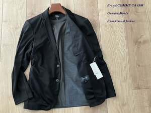 新品 COMME CA ISM MEN コムサイズム ウォッシャブル メッシュ ナローラペル ジャケット 05ブラック Mサイズ 25JC22 定価9,800円