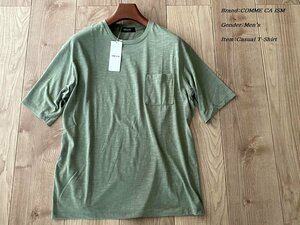 新品 COMME CA ISM コムサイズム スラブ天竺 クルーネック半袖Ｔシャツ 21カーキ Mサイズ 60TY43 定価3,900円