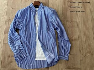  новый товар COMME CA ISM MEN Comme Ca Ism { хлопок 100%} relax Silhouette полоса рубашка 22 голубой S размер 31IT05 обычная цена 7,900 иен 