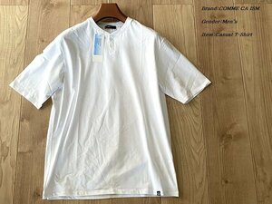 新品訳有り COMME CA ISM MEN コムサイズム シルケット コットン天竺 ヘンリーネック Ｔシャツ 01ホワイト Mサイズ 60TC61 定価3,900円