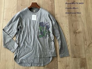 新品 COMME CA BEETA MEN ベータメン【文化企画】日本製 ロングスリーブTシャツ 04グレー Lサイズ 90TA30 定価31,900円