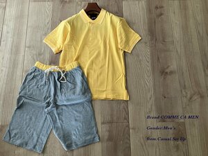  new goods COMME CA MEN Comme Ca men . hot OK! cotton 100% short sleeves Polo + short pants setup pyjamas room wear 252 yellow M size 