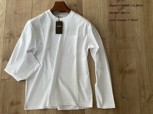 新品 COMME CA MEN コムサメン ドレスネック ロングスリーブTシャツ 01ホワイト Mサイズ 40TC04 定価12,100円