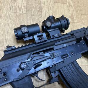 程度良 GHK AK105 フルカスタム TROYパーツ ガスブローバック ライフル Trijicoｎ ＭＲＯ スコープ付の画像4