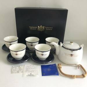 ORIENT EXPRESS オリエント急行 茶托付土瓶茶器揃 桃山陶器 5客 急須 湯呑み 茶器セット ティーセット カップ 和食器 レトロ 未使用箱付