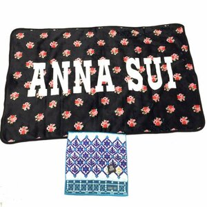  Anna Sui blanket floral print black × white × red × pink × green series other handkerchie blue × purple × green × orange series tag attaching . total 2 point set 