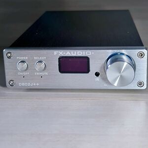 現状品 FX-AUDIO- D802J++ [シルバー] デジタル3系統24bit/192kHz対応+アナログ1系統入力 STA326搭載 フルデジタルアンプ USB 光 同軸