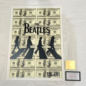世界限定100枚 DEATH NYC ビートルズ BEATLES 星条旗 Dismalnd 紙幣 アビィロード ポップアート アートポスター 現代アート KAWS Banksy