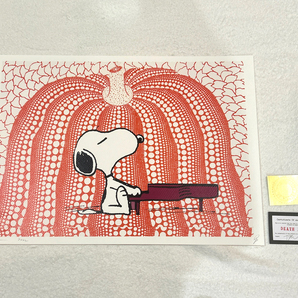 世界限定100枚 DEATH NYC スヌーピー SNOOPY 草間彌生 かぼちゃ 南瓜 ポップアート PEANUTS アートポスター 現代アート KAWS Banksyの画像1