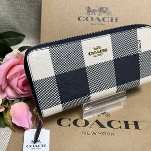 コーチ COACH 財布 長財布 バフ プレイド チェック パターン ジップ ウォレット ミッドナイトマルチ レザー プレゼント ギフトF25966 L035A